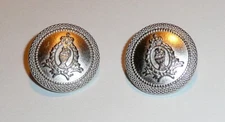 (2) Cast Metal Shank  Buttons Matte Silver - Classic Crest & Textured Rim 22mm