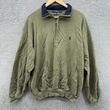 Vintage 90s Nautica 1/4 Zip Heavyweight Mock Neck Sweatshirt Green Size XL READ