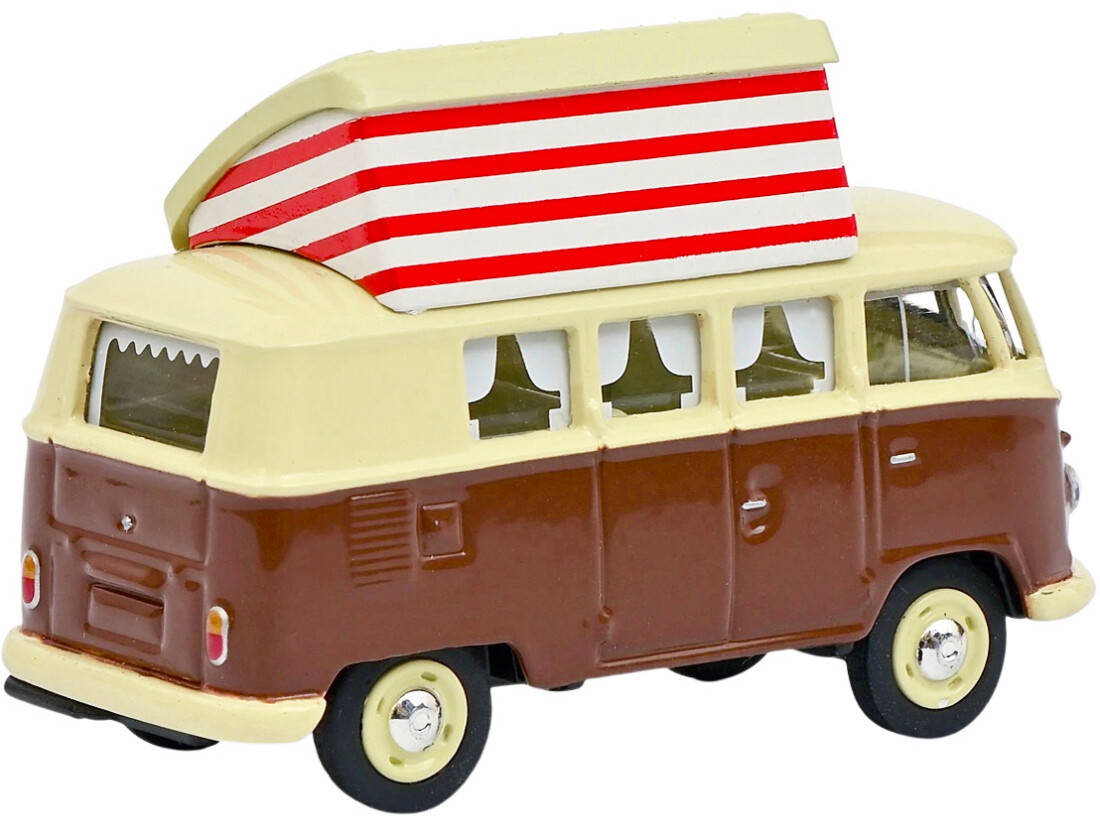 VOLKSWAGEN T1 CAMPER BUS W/ POP-TOP ROOF BROWN 1/64 DIECAST BY