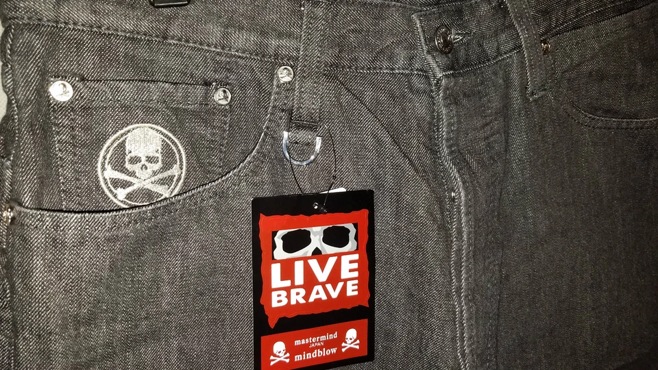 Pantalones de mezclilla rectos Mastermind Japón talla L lavado doble cintura EE. UU. 34 Foto 3 de 4