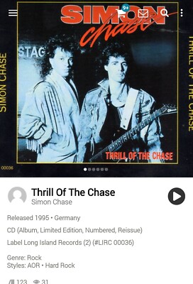 Simon Chase ~ Thrill Of The CD 1995 Hi-Tech AOR Melodic Rock Limited Edition
