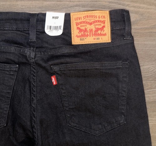 Levi’s 511 schmale Passform abgeschnitten spitz zulaufend Denim Jeansshorts Herren 33 einfarbig schwarz neu mit Etikett - Bild 11 von 23