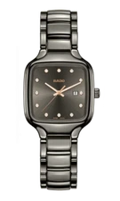 Rado True Square Diamonds High-tech Ceramic Grey Dial Women's Watch R27079702 
