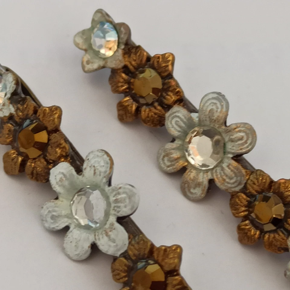 Horquilla Michal Negrin Oro Blanco Lote 2 Correas Florales Par Cristales Regalo Novia Foto 4 de 4