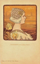 Paul Berthon unsigned "Koningin Wilhelmina" Art Nouveau Woman Postcard