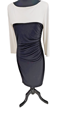 ralph lauren black and white long sleeve dress Lauren Ralph Lauren Black White Colorblock Long Formal Dress Gown 2 NWT $170