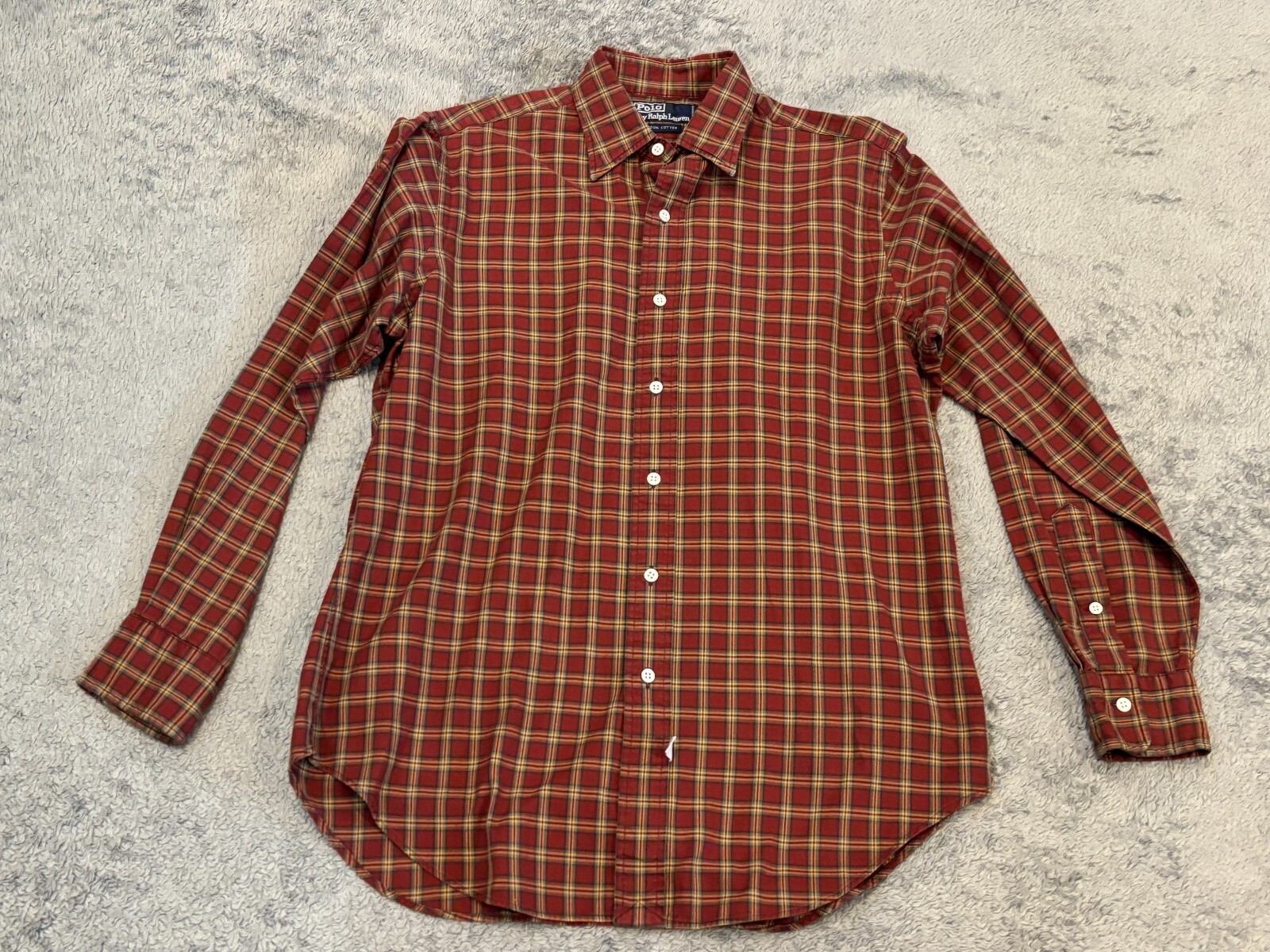 Polo Ralph Lauren vintage camicia uomo 15 33 rossa a quadri bottoni pony anni 90 preppy