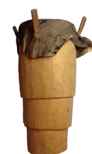 DRUM HAND MADE WOOD AFRICAN FOLK ART PRIMATIVE   VINTAGE 102822B