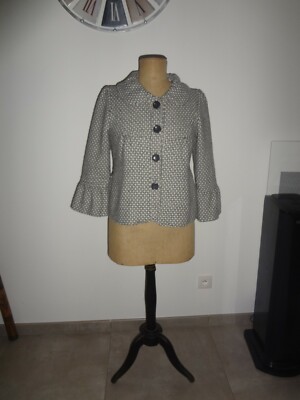 Veste Chic FOLIA En Laine - Taille 38/40 (2) - Couleur Gris - Occasion Très Bon État