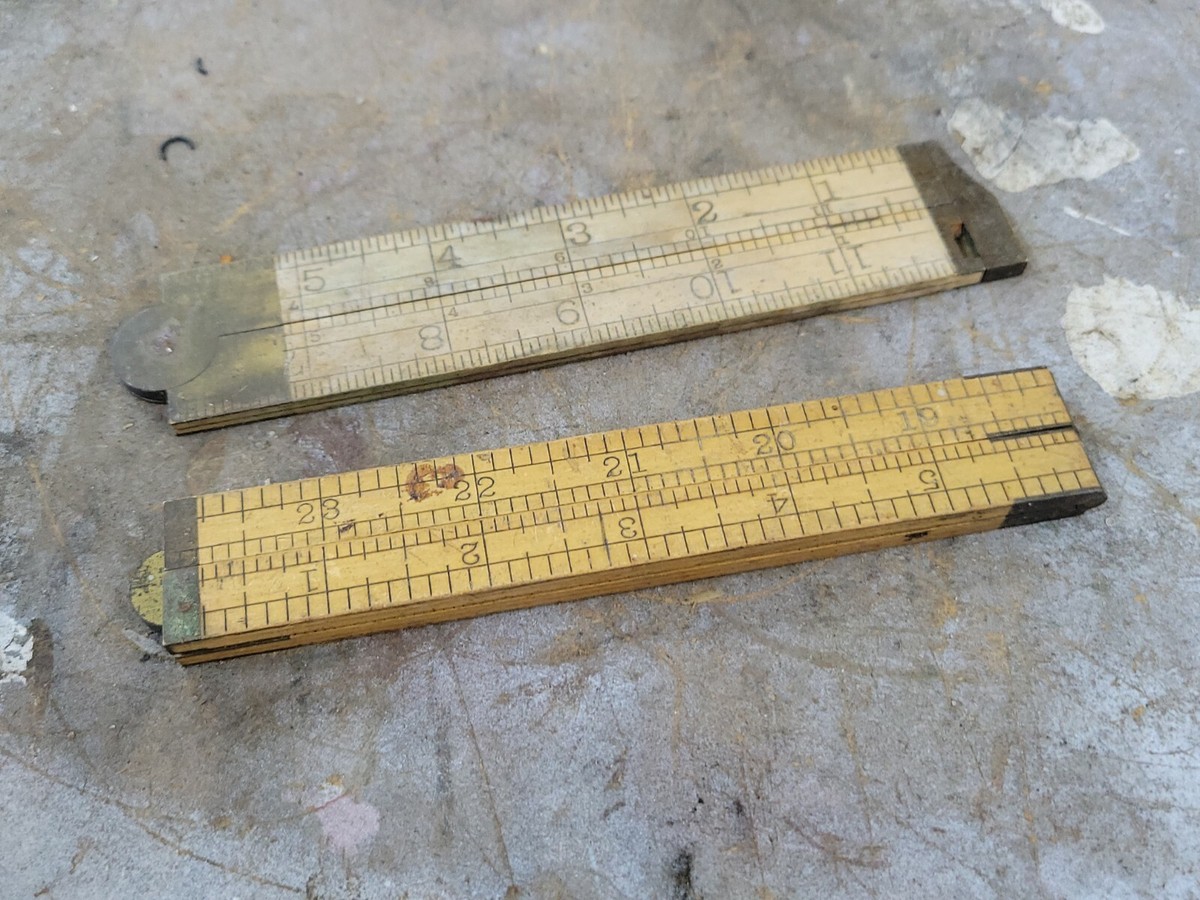 2) Vintage Stanley Boxwood & Brass Folding Rule Ruler 36 1/2 2) Vintage Stanley Boxwood & Brass Folding Rule Ruler 36 1/2