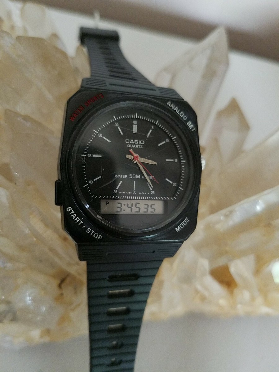 Vintage Casio Dual Time Analog/Digital Watch With New
