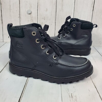 Sorel Madson Waterproof Moc Toe Black Leather Boots NY2996-011 Womens  Youth