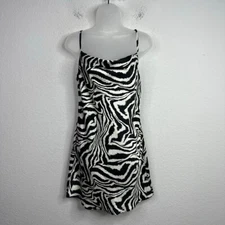 Sans Souci Slip Dress Womens S Zebra Artsy Whimsical Y2K Fairy Cocktail Party