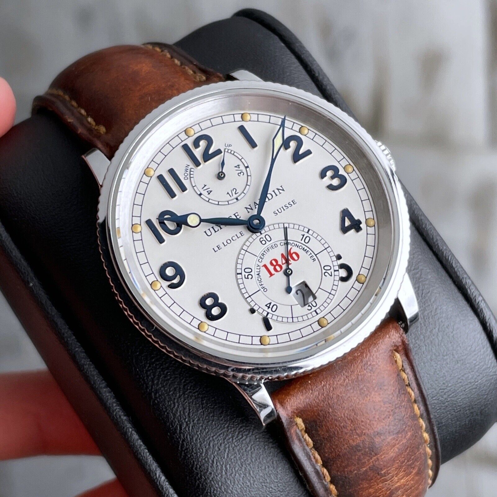 Ulysse Nardin Maxi Marine Chronometer Leather 38mm Men's Watch Swiss Automatic