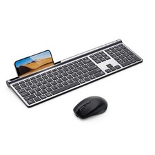 Wireless Keyboard and Mouse Combo, Ultra Slim Rechargeable Dual-Mode Bluetoo...
