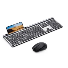 Wireless Keyboard and Mouse Combo, Ultra Slim Rechargeable Dual-Mode (Bluetoo...