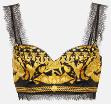 NWT Versace Iconic Barocco Baroque Silk Lace Trim Runway Bustier Top 36 0 1650