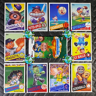 GARBAGE PAIL KIDS 2015 1. SERIE 1 KOMPLETTES BASEBALL KARTENSET VON 10 + WRAPPER - Bild 1 von 2