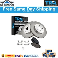 TRQ Front Premium Posi Ceramic Disc Brake Pad and Rotor Pair Kit for Toyota