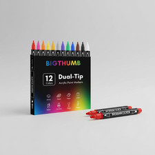 BIGTHUMB Dual Tip Acrylic Marker Paint Pens Permanent For Art DIY Project