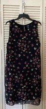Ralph Lauren Chaps Black Floral Sleeveless Dress 18W 