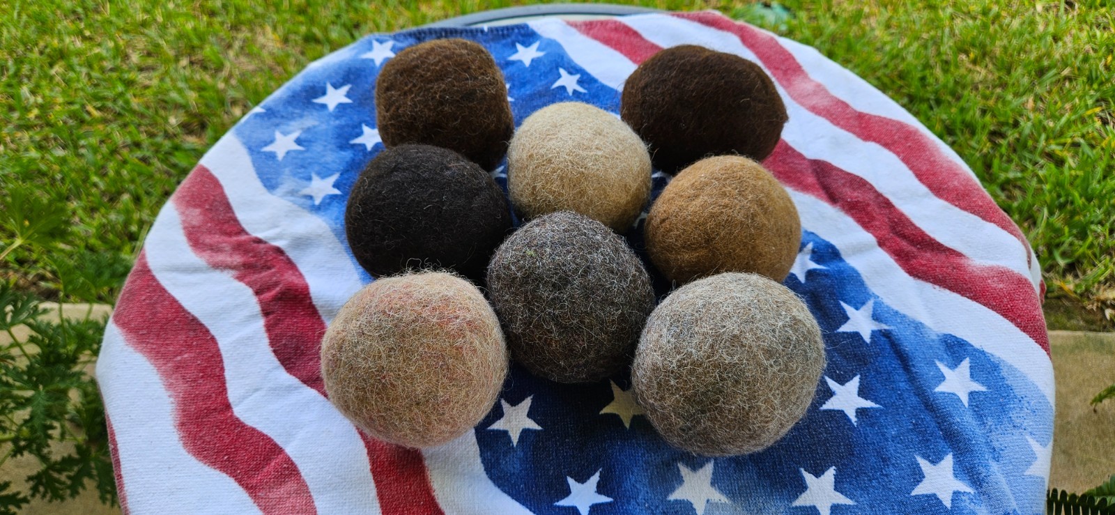 *NEW* Handmade Alpaca Dryer Balls (Set of 3)-USA Grown & Made-Bay Black Rose Gry