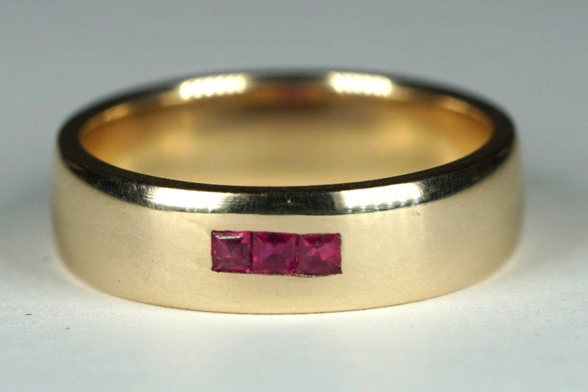BESPOKE 14K Yellow Gold RUBY Ring MID-CENTURY MOD… - image 2