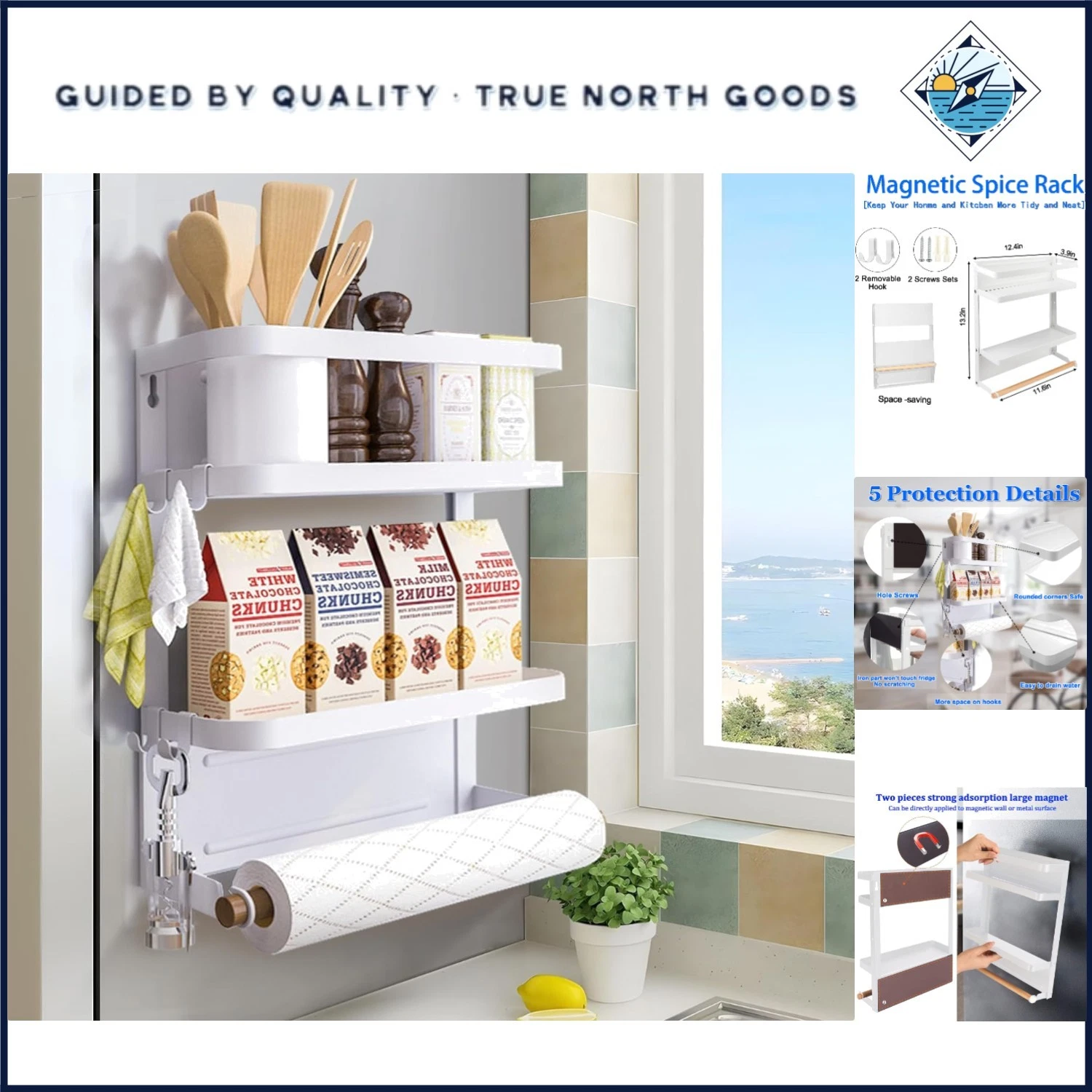 Magnetic Spice Rack for Refrigerator with Strong Hold and Space-Saving Design