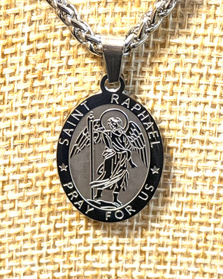 Saint Pendant Necklace Catholic Medal Raphael Jude Thaddeus Pray For Us Chain