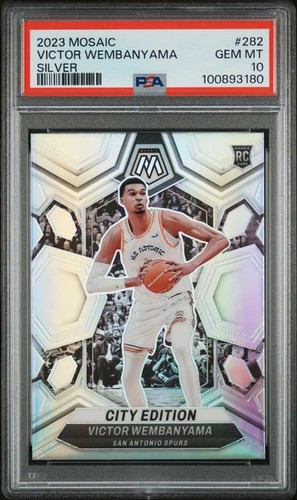 SILVER! Pop=113! 2023 Panini Mosaic VICTOR WEMBANYAMA ROOKIE RC 282 PSA 10 PRIZM