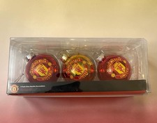 Bola redonda de vidrio Manchester United años 90 árbol de Navidad adorno pelota 3pk fútbol