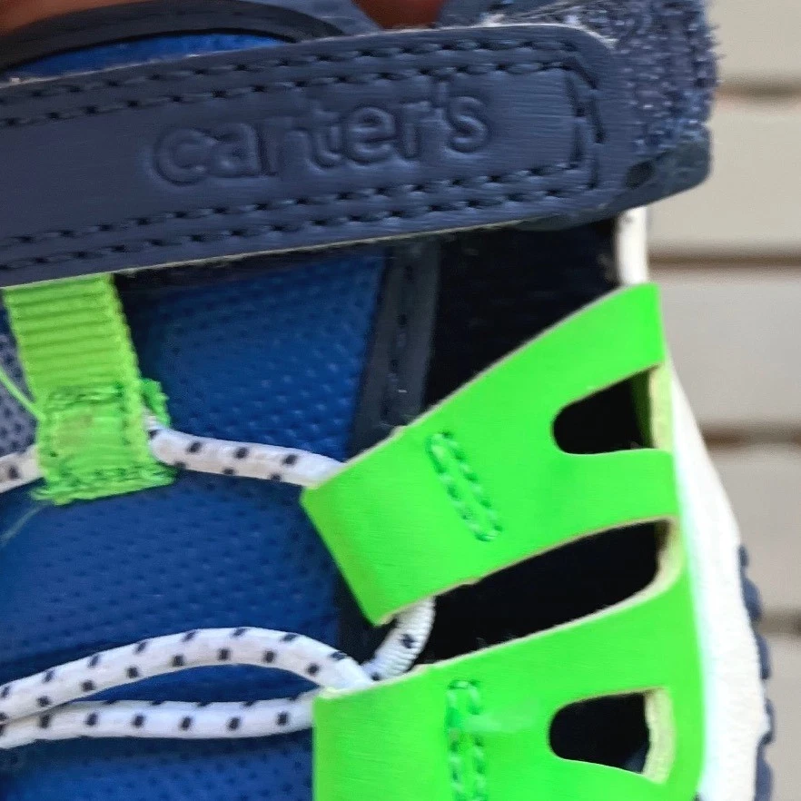 Sandalias Atléticas Carters Bebé Niño Azul Marino Verde Talla 6M Zapatos Agua Foto 4 de 4