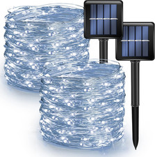 2 Pack Solar String Lights Outdoor, Total 80FT 240LED Solar Powered Waterproof F
