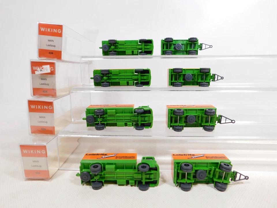 4X Wiking H0 1:87 Modello Camion Rimorchio MAN Leistritz Mint Box #ED444-0,5 - Immagine 3 di 4