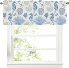 Spring Nautical Window Valance Coastal Blue Curtains Valances for Windows Summ