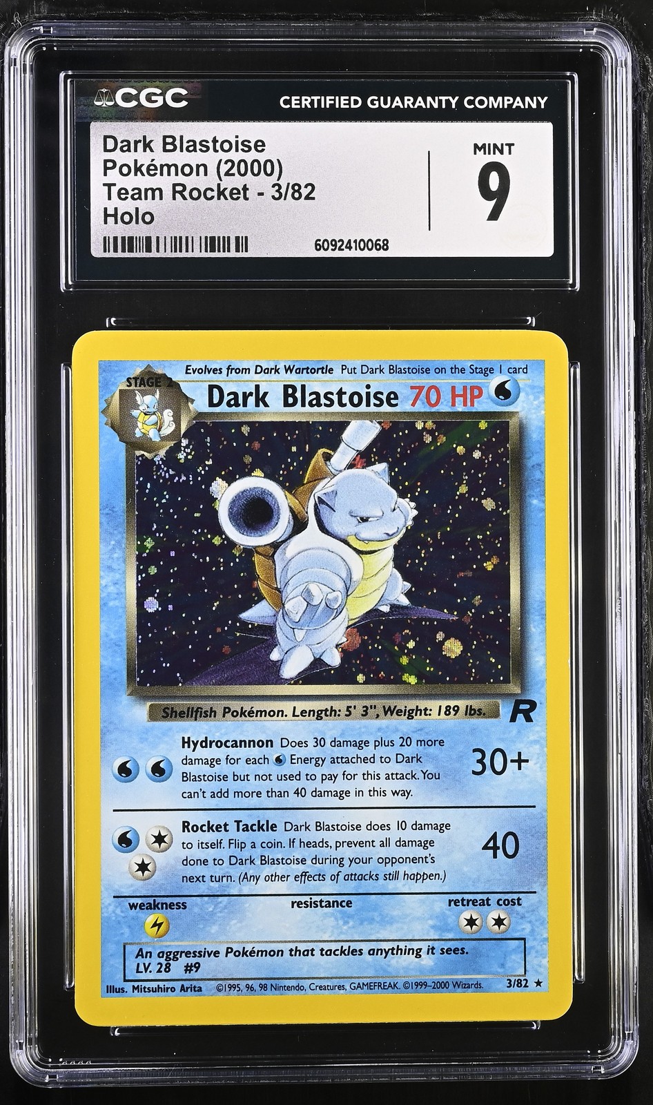 CGC 9 MINT Dark Blastoise 2000 Team Rocket 3/82 Holo SWIRL Pokemon Card