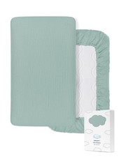 Muslin Cotton Baby Crib Sheet Neutral Light Blue for Standard 28x52" Mattress