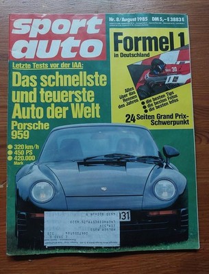 Sport Auto 08/1985 BMW M5 E28 - Alpina B7 - Porsche 959 - 200 Meilen Norisring