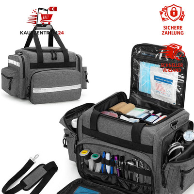 Medizinische Trauma Tasche leer für Ersthelfer, Grau, mehrere Fächer