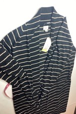 Women's Duster Cardigan - A New Day Small Black Stripped