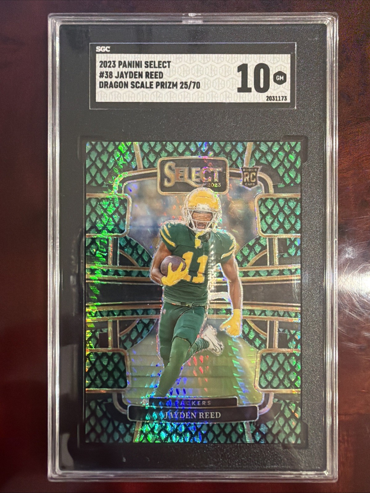 2023 Panini Select - Concourse Jayden Reed #38 Dragon Scale Prizm /70 (RC)