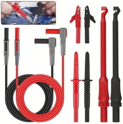 8pcs Multimeter Lead Kit 4mm Wire Piercing Alligator Clip Banana Plug Test Probe