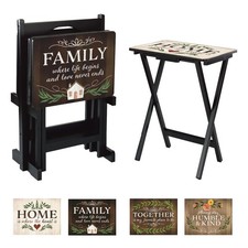 Cape Craftsmen Classic TV Tray Table Set of 4 Folding Couch Trays w/ Stand