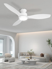 48" White Ceiling Fan with Light  Remote, 6-Speed Quiet DC Motor for Any Room