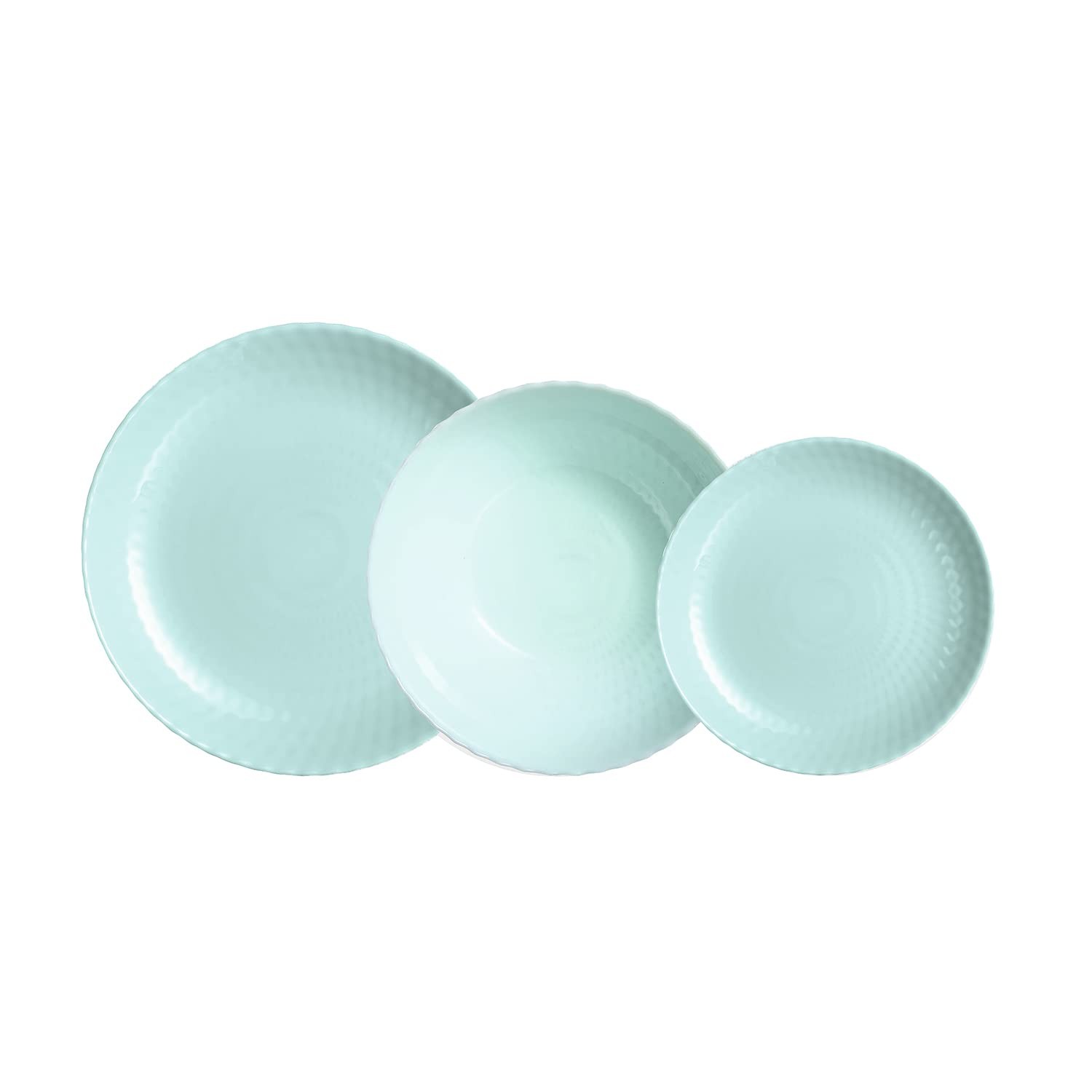 Vaisselle opale turquoise 18 pièces Pampille service de table complet pour 6 personnes