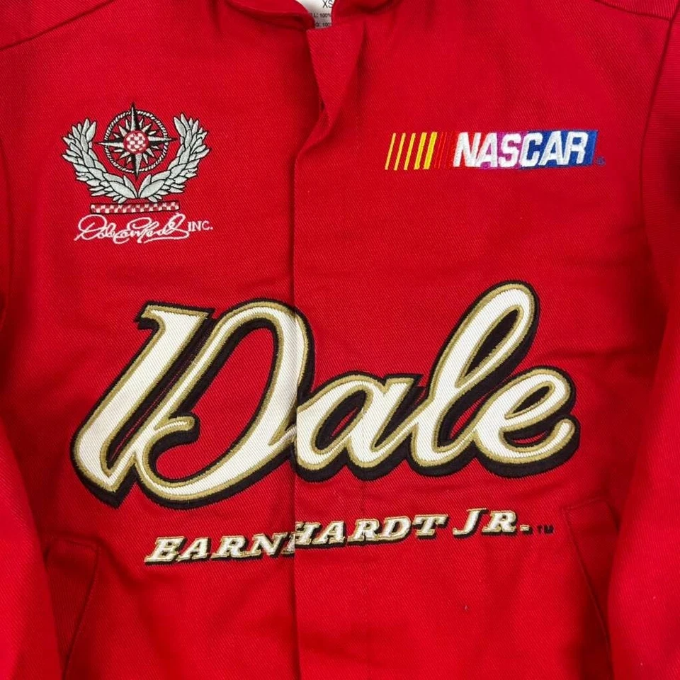 Dale Earnhardt Jr. Куртка мужская XS красная хлопковая с подкладкой ветровка на молнии NASCAR - Изображение 4 из 4