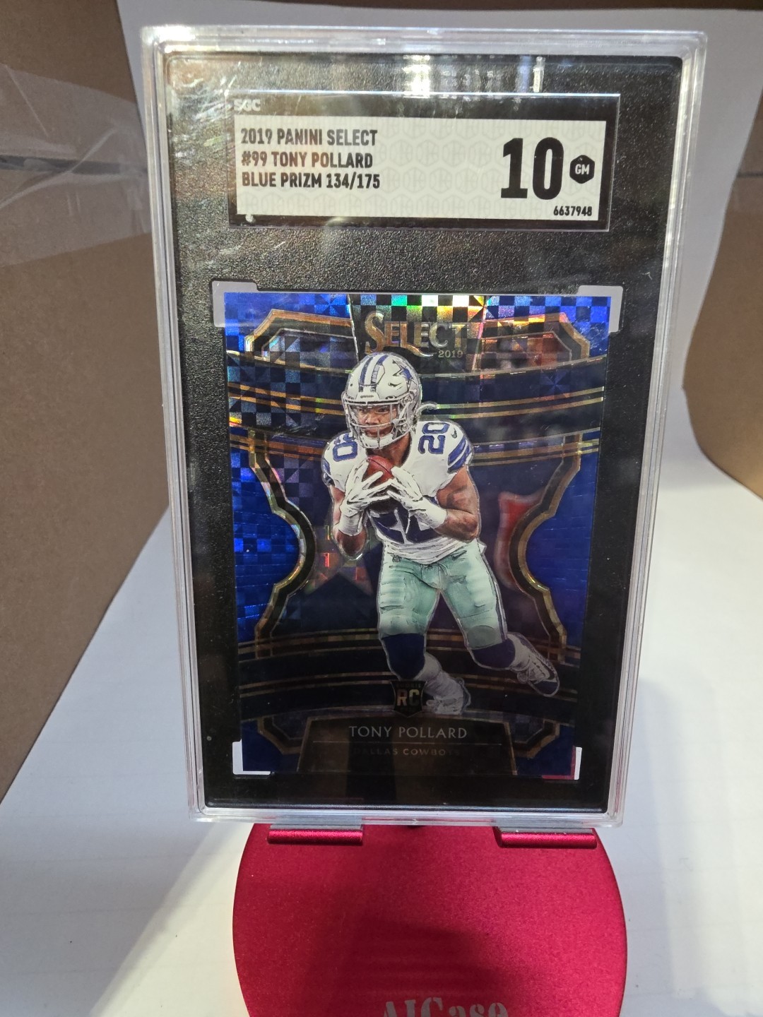 2019 Panini Select Concourse #99 Tony Pollard RC Blue Prizm /175 SGC 10 GEM MINT