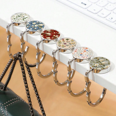 1pc Foldable Handbag Hanger Rhinestone Purse Hook Bag Hanger Hook for Table Desk