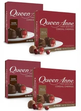 4 Pack Queen Anne Milk & Dark Chocolate Covered Cordial Cherries Candy-80 Pieces