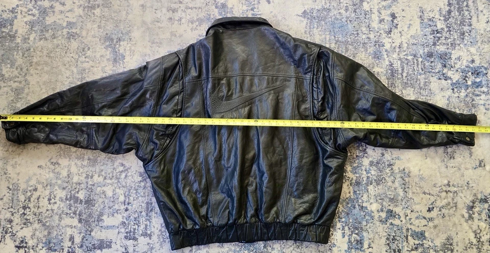 Chaqueta de bombardero de cuero Nike Big Swoosh vintage años 90 de colección - talla XXXL (3XL) Foto 3 de 4